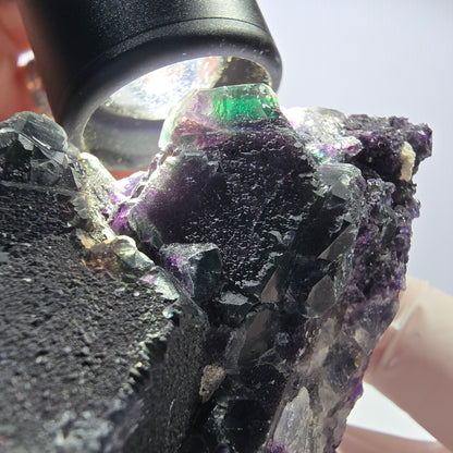 Große Phantom Fluorit Oktaeder Würfel Stufe, grün lila Okorusu, Namibia 85*55*49mm