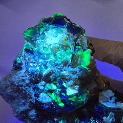 Große Phantom Fluorit, Schörl Turmalin, Hyalit, Muskovit Stufe Erongo, Namibia 89*71*59mm