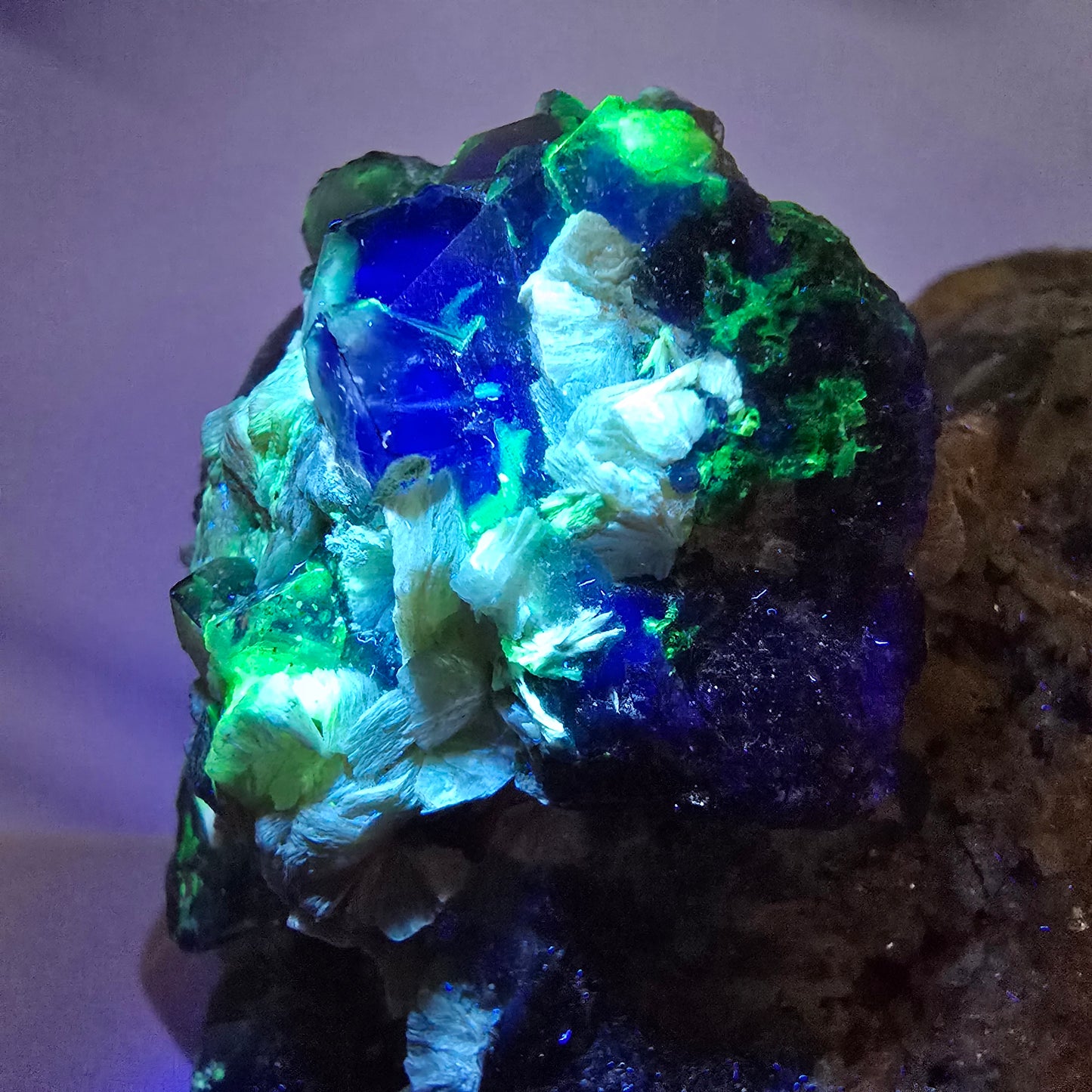 Große Phantom Fluorit, Schörl Turmalin, Hyalit, Muskovit Stufe Erongo, Namibia 89*71*59mm