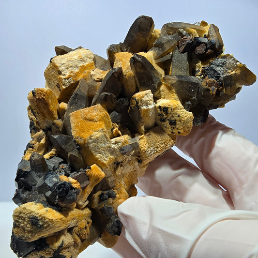 Große Rauchquarz, Schörl Turmalin, Orthoklas Stufe Erongo, Namibia 108*63*37mm