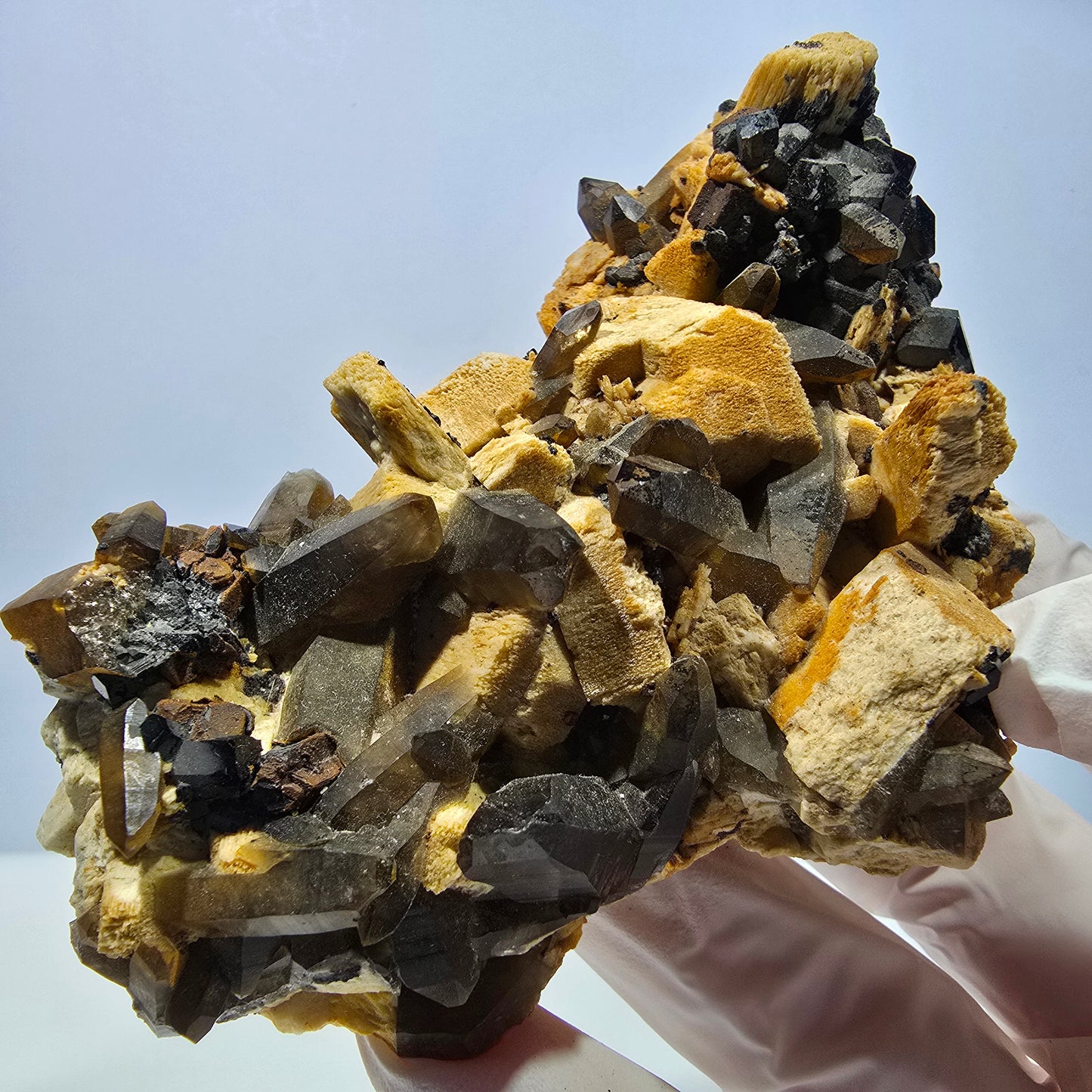 Large smoky quartz, schorl tourmaline, orthoclase specimen, Erongo, Namibia, 108*63*37mm 