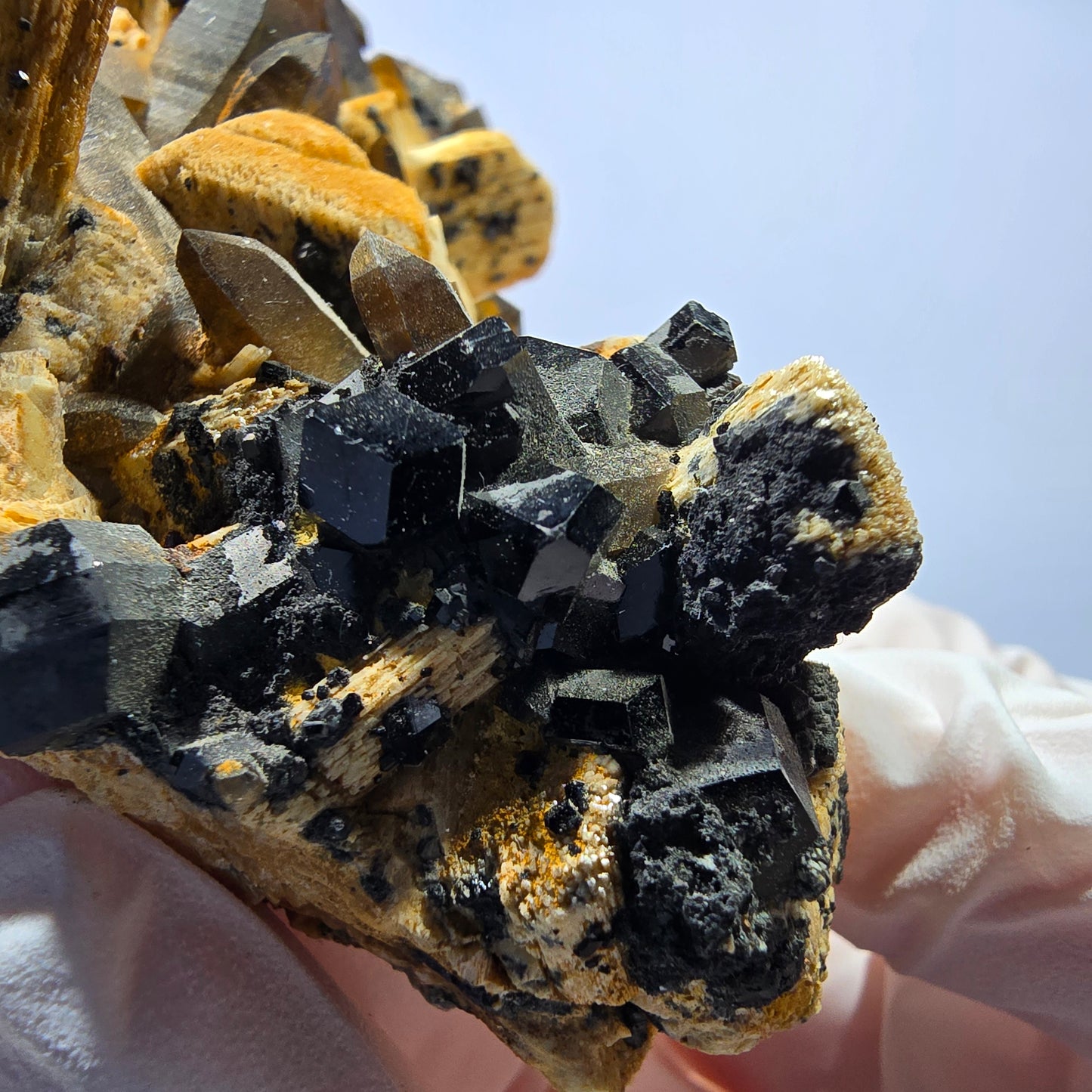 Large smoky quartz, schorl tourmaline, orthoclase specimen, Erongo, Namibia, 108*63*37mm 