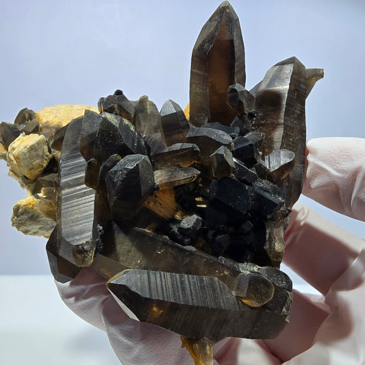 Große Rauchquarz, Schörl Turmalin, Orthoklas Stufe Erongo, Namibia 97*80*41mm