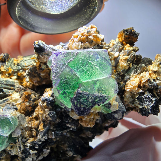 Große Phantom Fluorit Würfel, Schörl Turmalin, Muskovit Stufe Erongo, Namibia 90*60*59mm