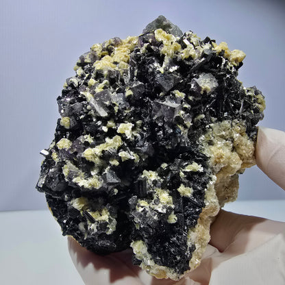 Bunte Phantom Fluorit, Schörl Turmalin, Hyalit Opal, Muskovit Erongo, Namibia 104*101*96mm