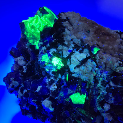 Bunte Phantom Fluorit, Schörl Turmalin, Hyalit Opal, Muskovit Erongo, Namibia 104*101*96mm