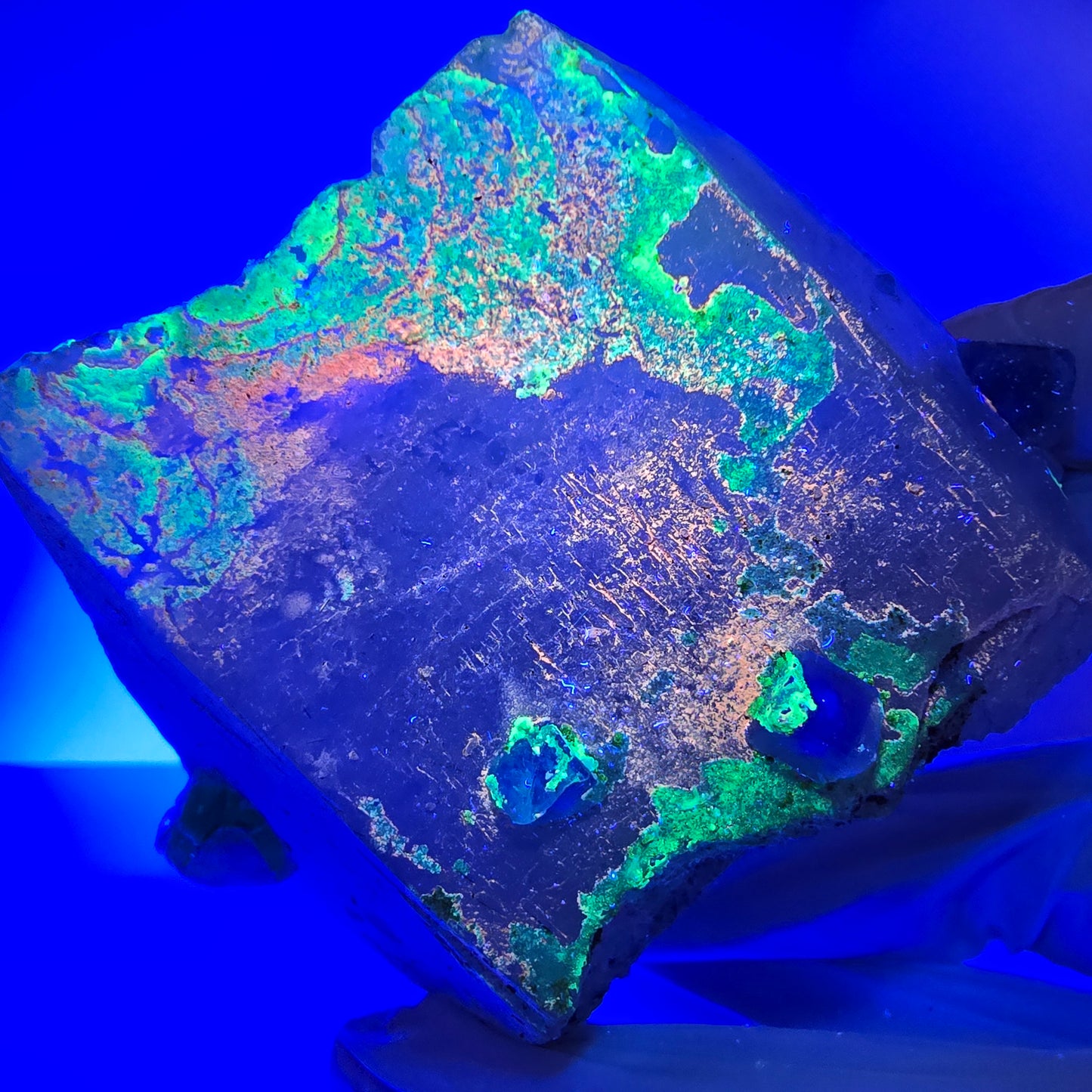 Phantom Fluorit Würfel Rauchquarz,Hyalit Opal Schörl Turmalin Erongo, Namibia 85*60*38mm