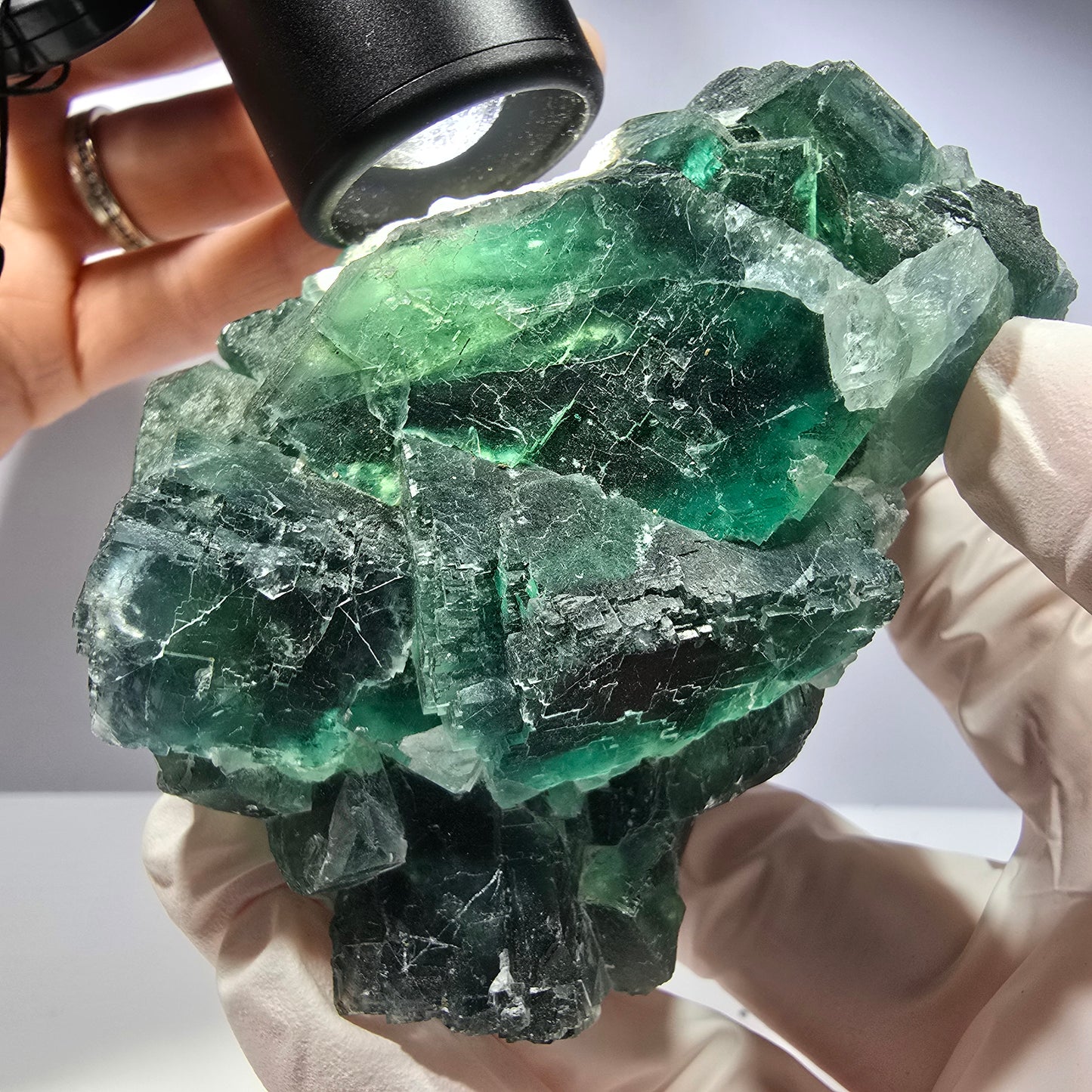 Große Phantom Fluorit Würfel Stufe, parkettiert, gürn Okorusu Namibia 89*64*59mm