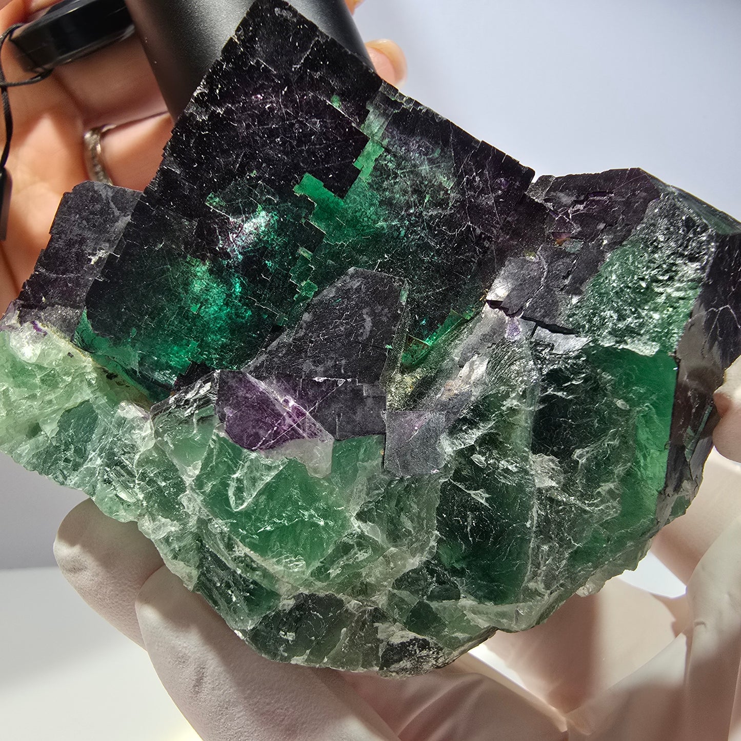 XL Phantom Fluorit Würfel Stufe grün lila 11:11 Angel Pocket Okorusu, Namibia 86*68*65mm