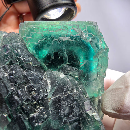 Große Phantom Fluorit Würfel Stufe, parkettiert, gürn Okorusu, Namibia 90*67*64mm