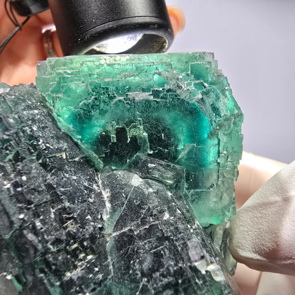 Große Phantom Fluorit Würfel Stufe, parkettiert, gürn Okorusu, Namibia 90*67*64mm