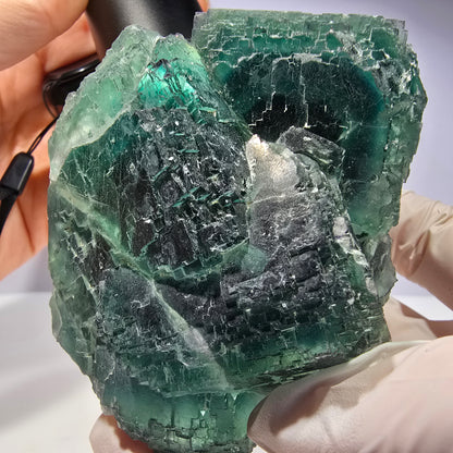 Große Phantom Fluorit Würfel Stufe, parkettiert, gürn Okorusu, Namibia 90*67*64mm