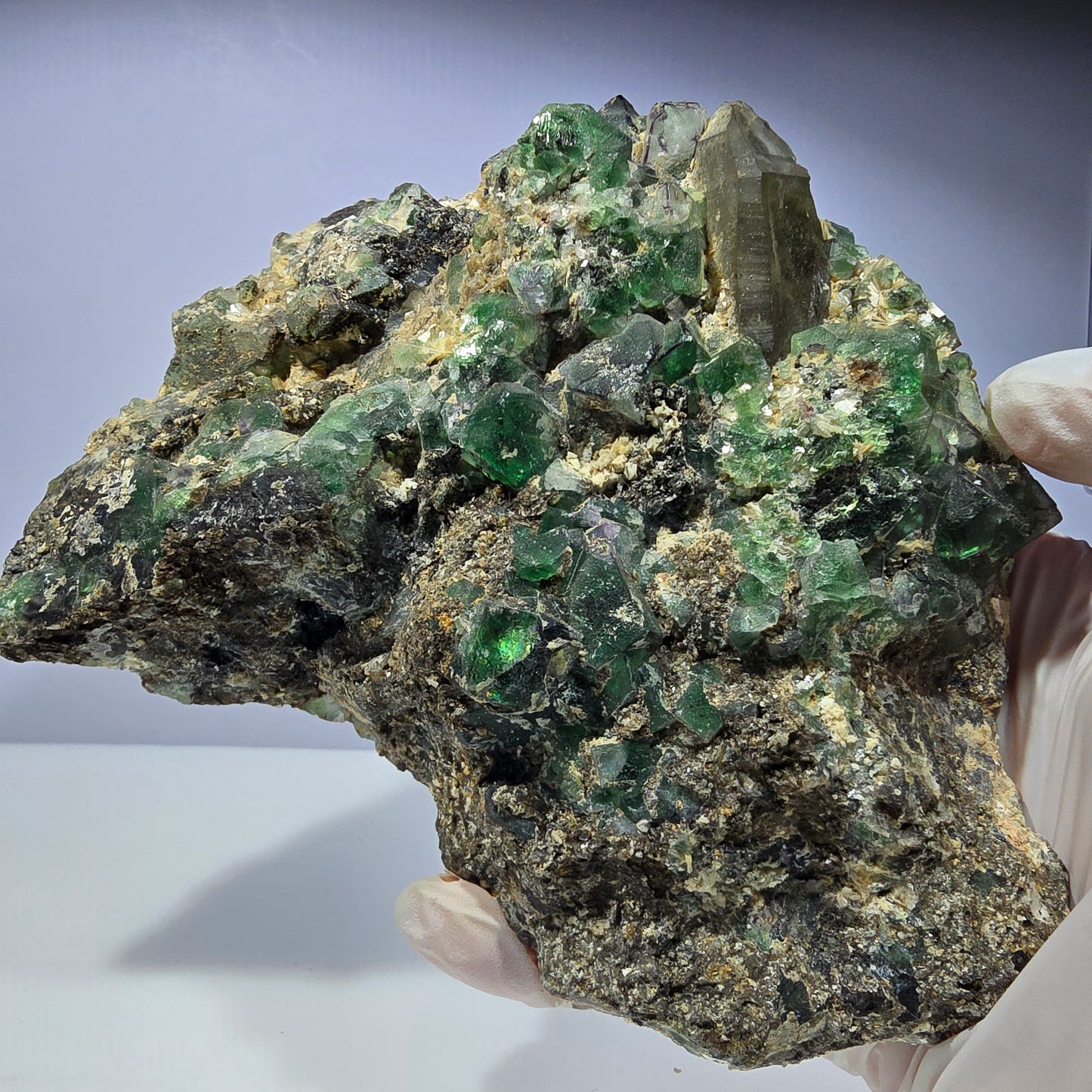 XL Fluorite, Smoky Quartz, Hyalite, Schörl Tourmaline, Muscovite Erongo, Namibia 150*129*55mm 