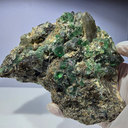 XL Fluorite, Smoky Quartz, Hyalite, Schörl Tourmaline, Muscovite Erongo, Namibia 150*129*55mm 