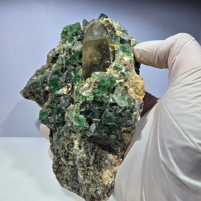 XL Fluorite, Smoky Quartz, Hyalite, Schörl Tourmaline, Muscovite Erongo, Namibia 150*129*55mm 