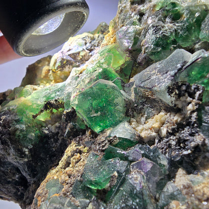 XL Fluorite, Smoky Quartz, Hyalite, Schörl Tourmaline, Muscovite Erongo, Namibia 150*129*55mm 