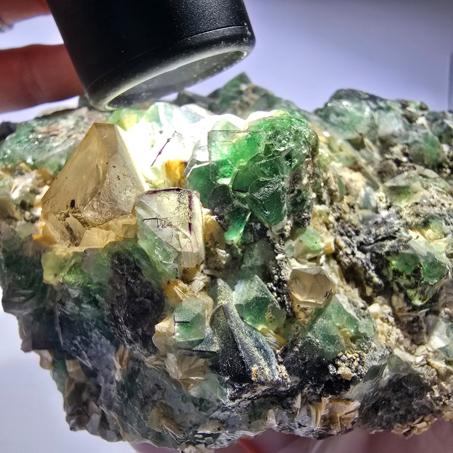 XL Fluorite, Smoky Quartz, Hyalite, Schörl Tourmaline, Muscovite Erongo, Namibia 150*129*55mm 