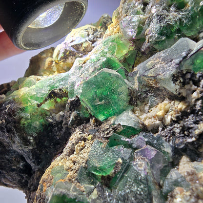 XL Fluorite, Smoky Quartz, Hyalite, Schörl Tourmaline, Muscovite Erongo, Namibia 150*129*55mm 