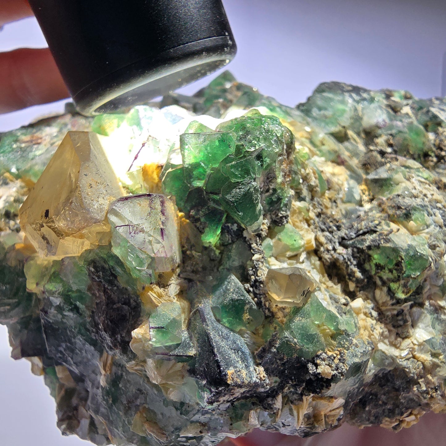 XL Fluorite, Smoky Quartz, Hyalite, Schörl Tourmaline, Muscovite Erongo, Namibia 150*129*55mm 