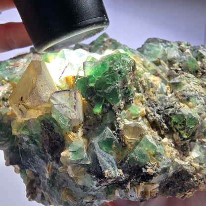 XL Fluorite, Smoky Quartz, Hyalite, Schörl Tourmaline, Muscovite Erongo, Namibia 150*129*55mm 