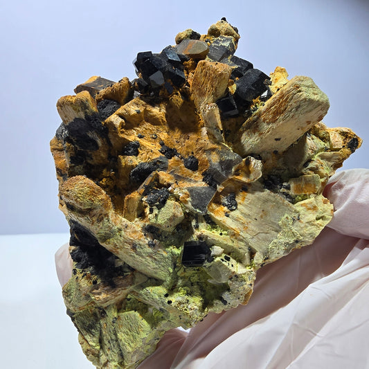 Große Rauchquarz, Schörl Turmalin, Orthoklas Stufe Erongo, Namibia 102*90*40mm