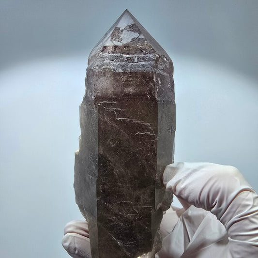 Große Rauchquarz Zepter Spitze mit Hämatit, Orthoklas Erongo, Namibia 159*60*50mm