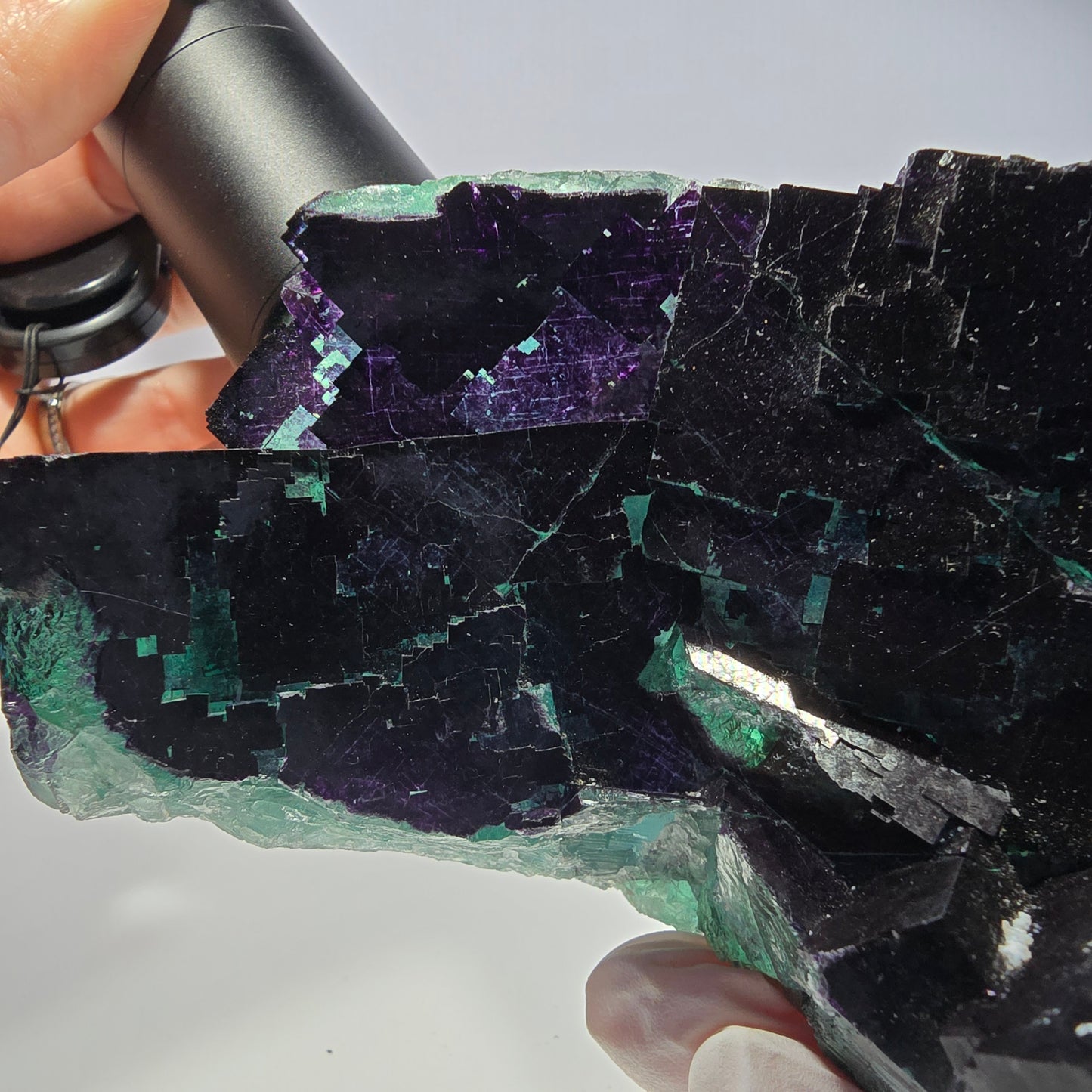 XL Phantom Fluorit Würfel Stufe grün lila 11:11 Angel Pocket Okorusu, Namibia 150*78*43mm