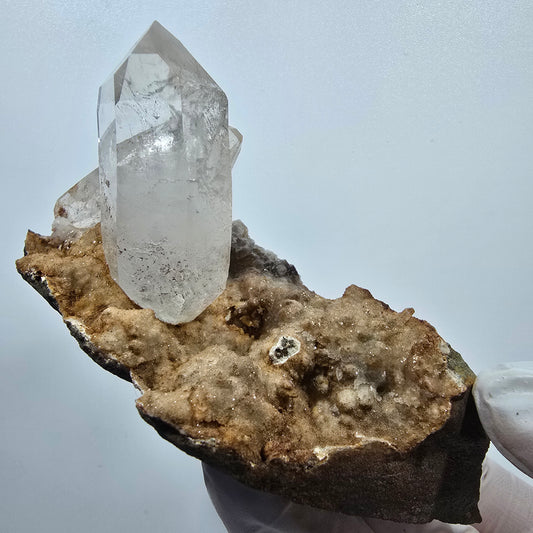 Grandes pointes DT en quartz fumé Phantom sur matrice étagée Goboboseb, Namibie 96*47*49mm 