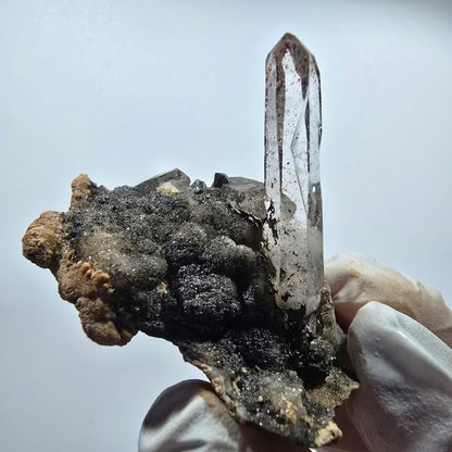 Klare Phantom Rauchquarz, Hämatit auf Matrix Stufe Goboboseb, Namibia 49*38*39mm