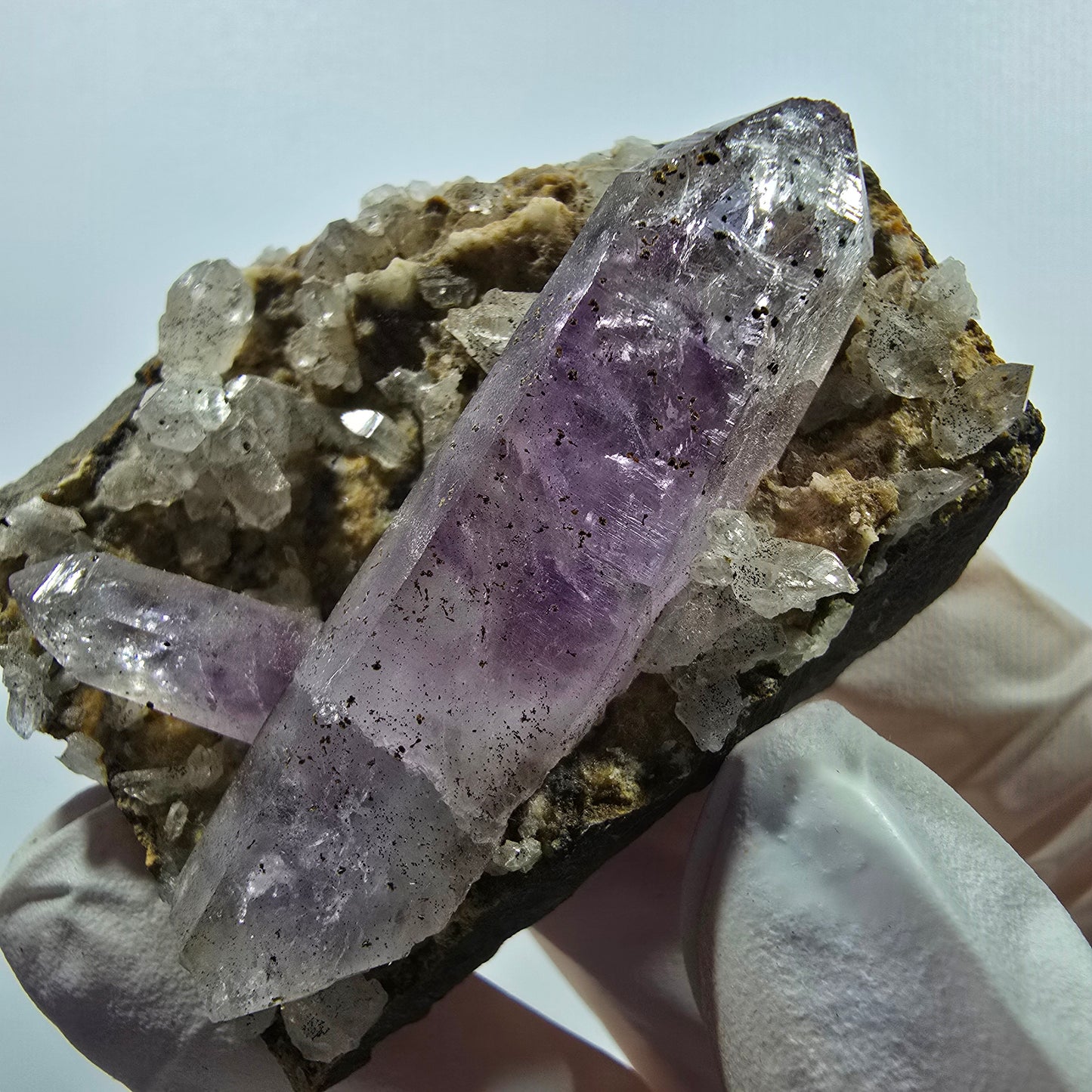 Rare phantom amethyst, hematite on matrix, Goboboseb, Namibia, 55*43*29mm 