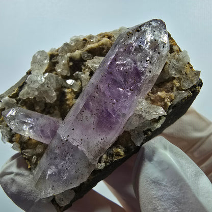 Rare phantom amethyst, hematite on matrix, Goboboseb, Namibia, 55*43*29mm 