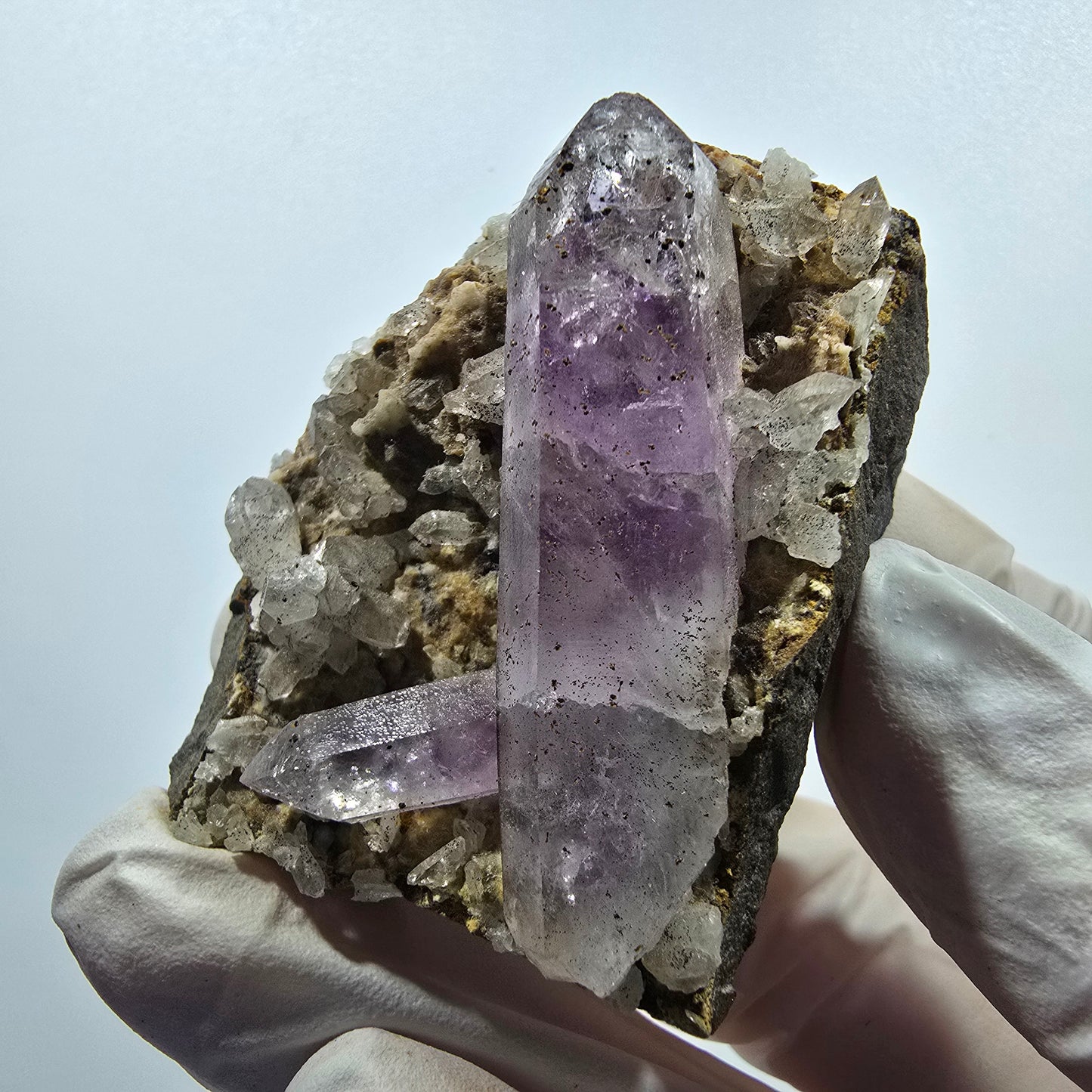 Rare phantom amethyst, hematite on matrix, Goboboseb, Namibia, 55*43*29mm 