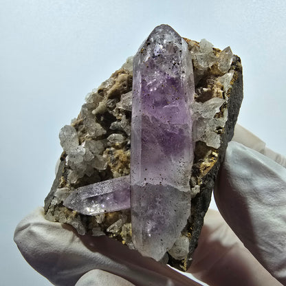 Rare phantom amethyst, hematite on matrix, Goboboseb, Namibia, 55*43*29mm 