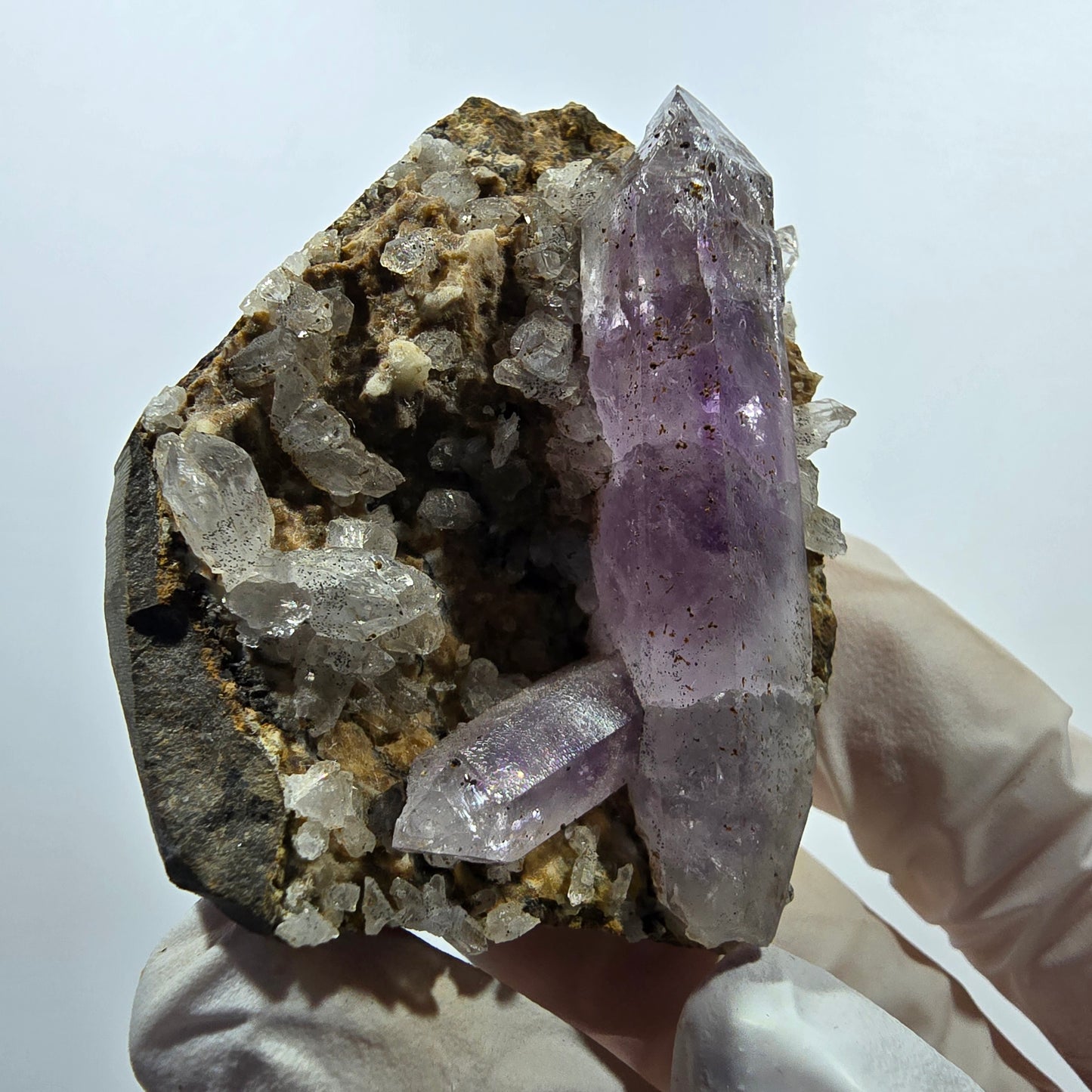 Rare phantom amethyst, hematite on matrix, Goboboseb, Namibia, 55*43*29mm 
