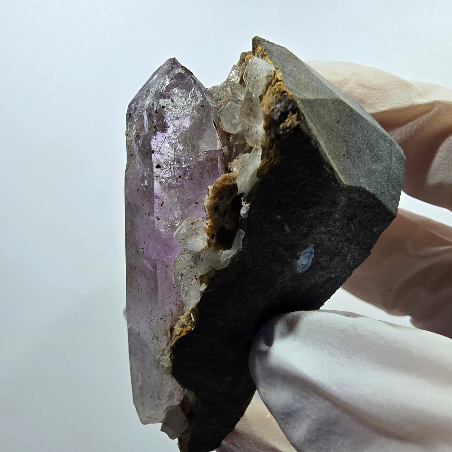 Rare phantom amethyst, hematite on matrix, Goboboseb, Namibia, 55*43*29mm 