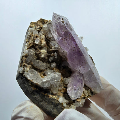 Rare phantom amethyst, hematite on matrix, Goboboseb, Namibia, 55*43*29mm 