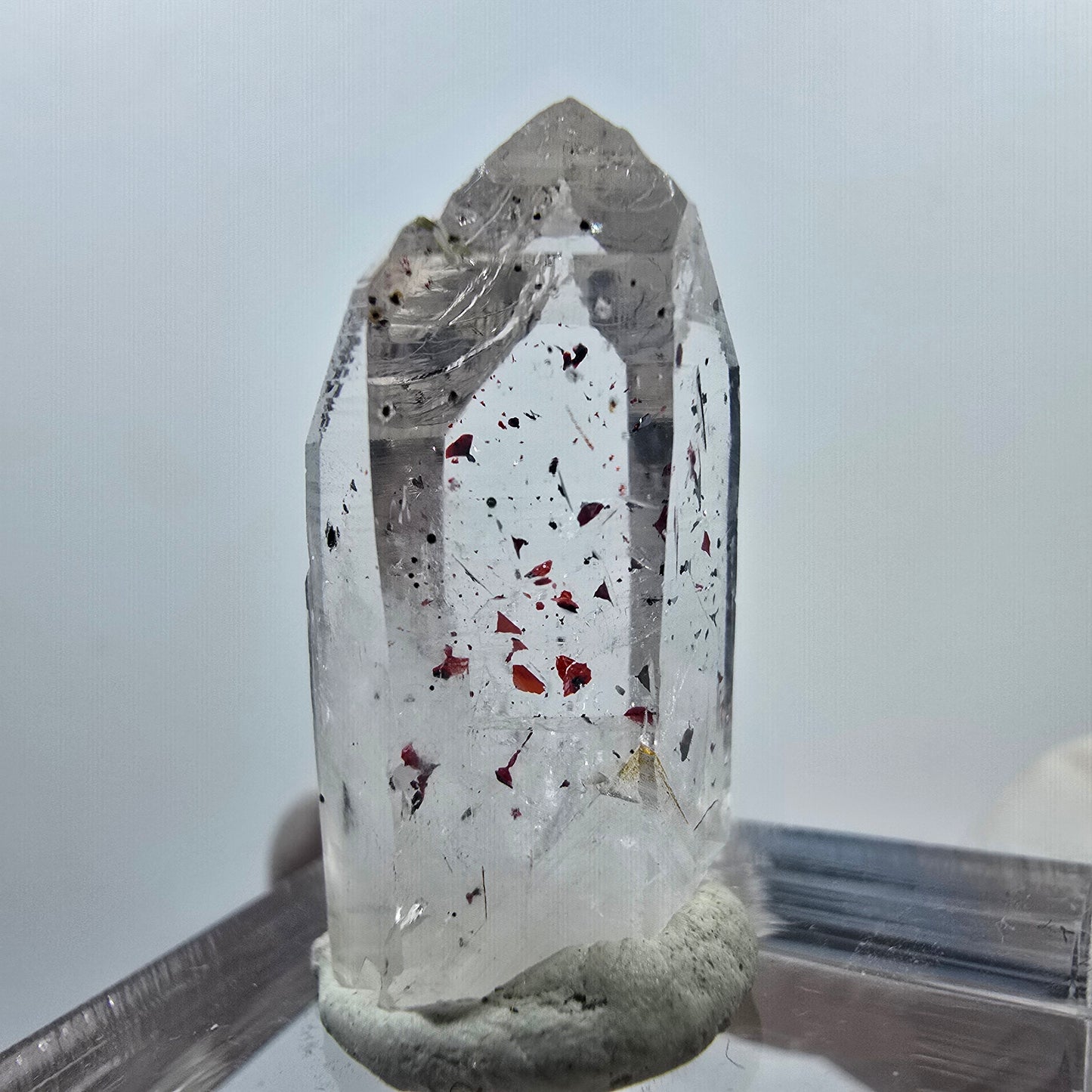 Harlekin Lemurian Hämatit Quarz Spitze Streep Mine Goboboseb, Namibia 27*13*11mm