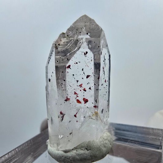 Harlekin Lemurian Hämatit Quarz Spitze Streep Mine Goboboseb, Namibia 27*13*11mm