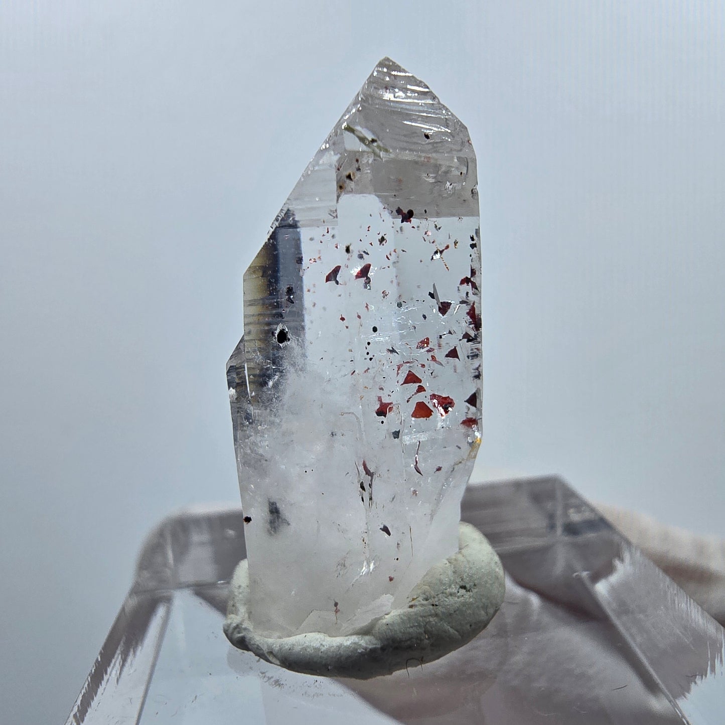 Harlekin Lemurian Hämatit Quarz Spitze Streep Mine Goboboseb, Namibia 27*13*11mm