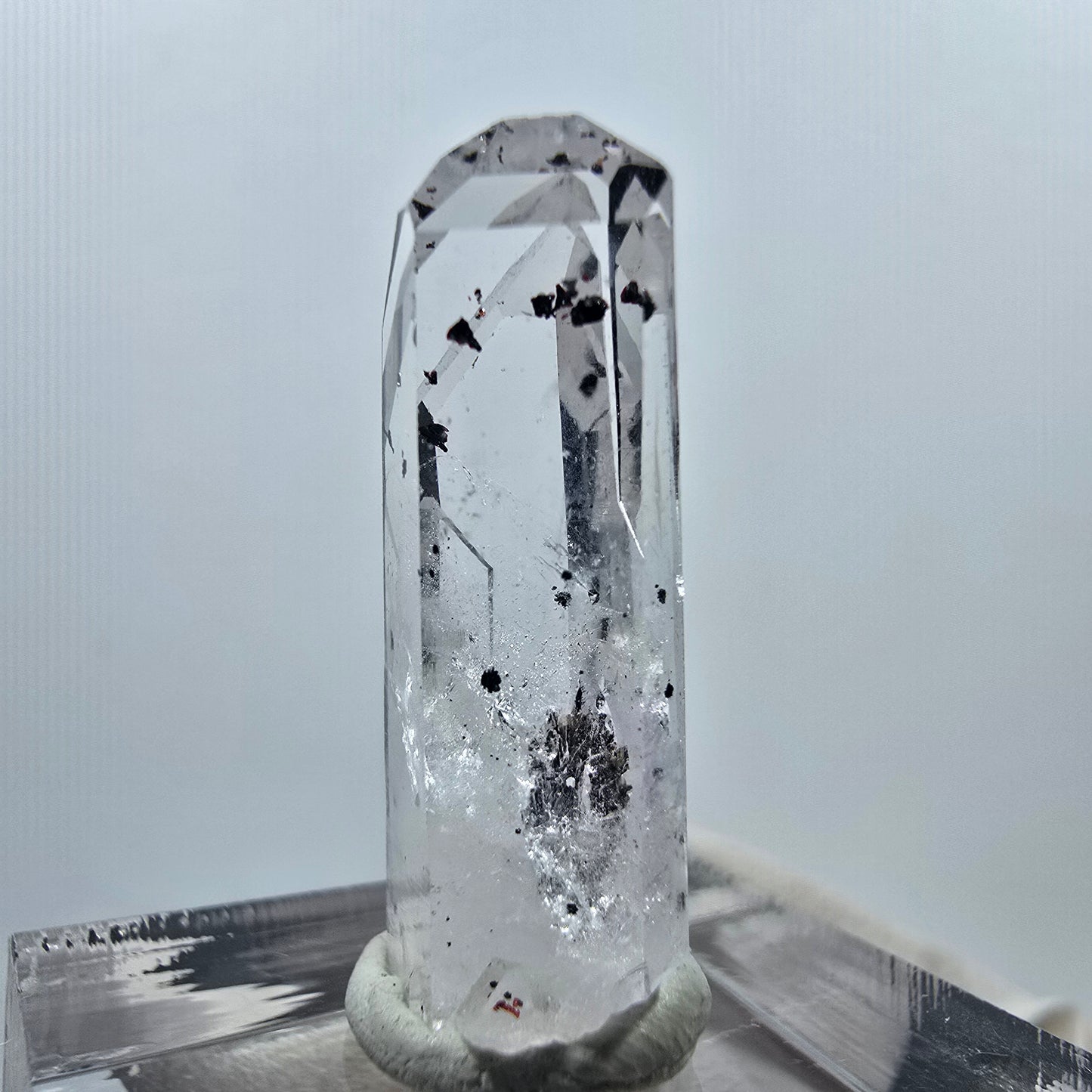Clear hematite phantom quartz point Streep Mine Goboboseb, Namibia 26*10*7mm 