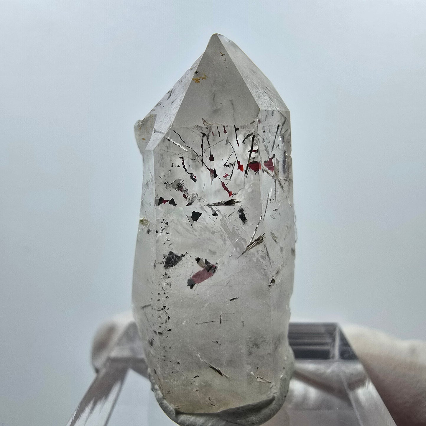 Klare Harlekin, Epidot Quarz Spitze Streep Mine Goboboseb, Namibia 35*16*15mm