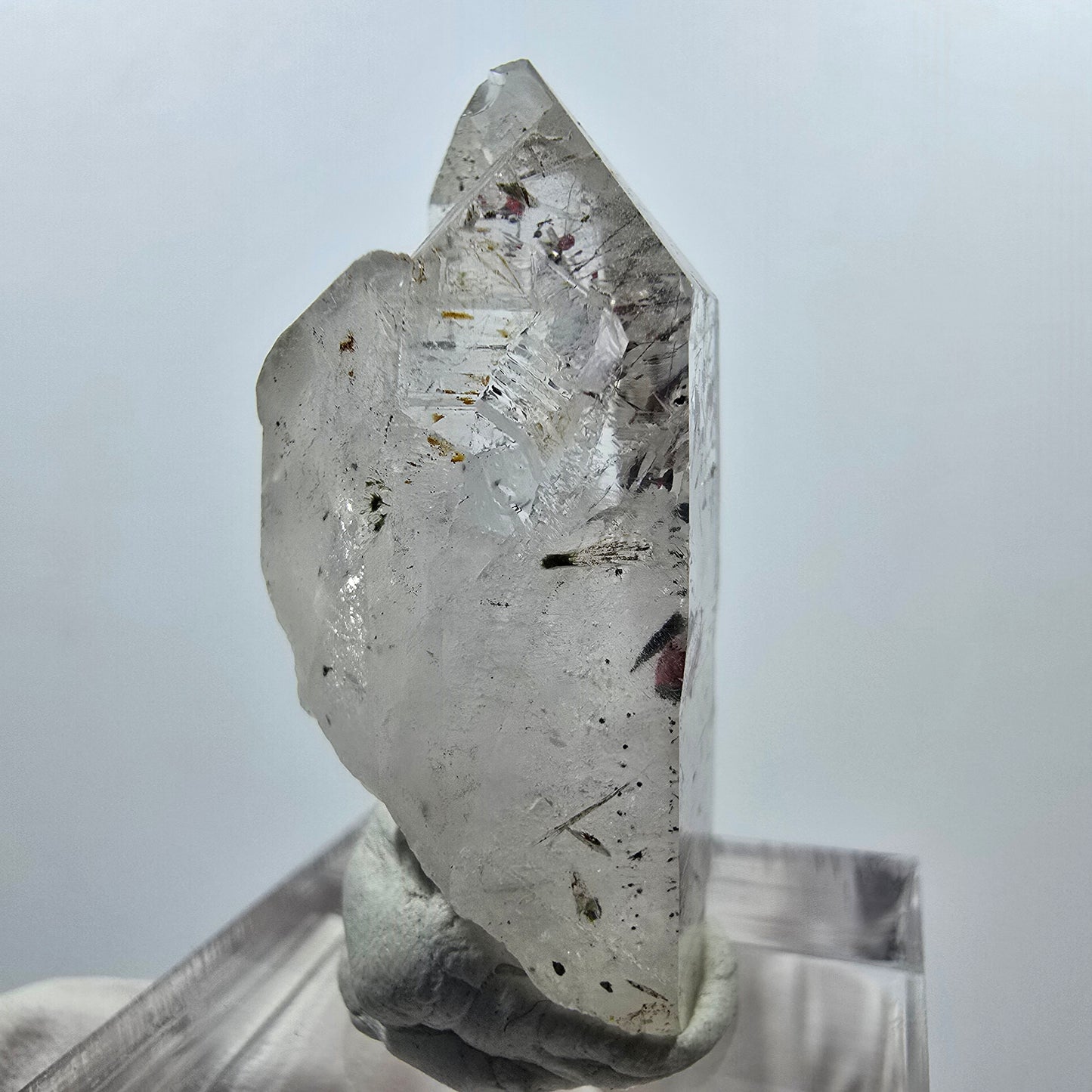 Klare Harlekin, Epidot Quarz Spitze Streep Mine Goboboseb, Namibia 35*16*15mm