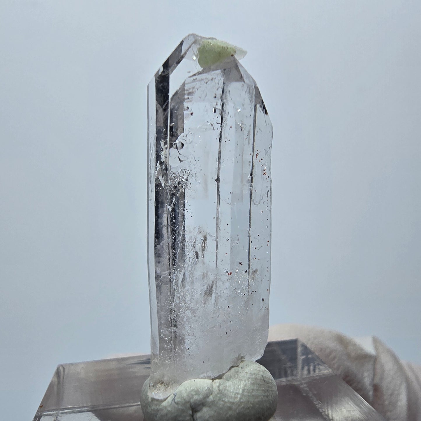 Enhydro Lemurian Quartz with Prehnite, 1x Bubble Streep Mine Goboboseb, Namibia 33*11*8mm 