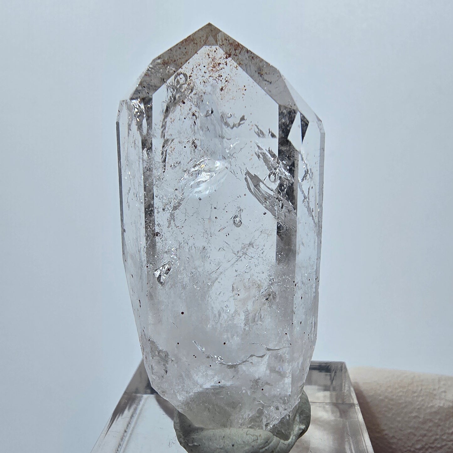 Enhydro Lemurian Quarz, Analcim Hämatit, 3x Blase Streep Mine Goboboseb Namibia 43*21*14mm