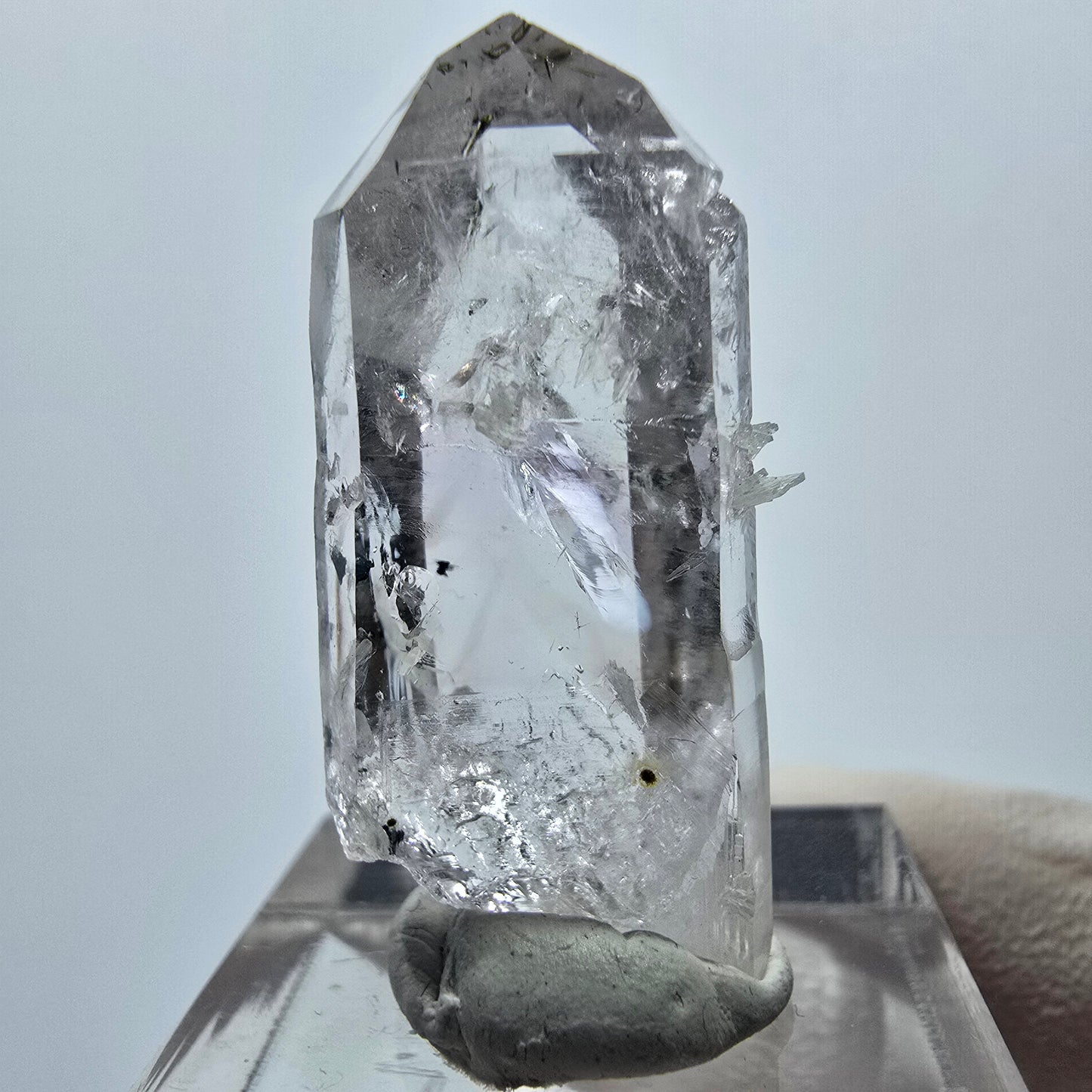 Enhydro Lemurian Quartz with Analcim, Prehnite Streep Mine Goboboseb, Namibia 32*16*10mm 
