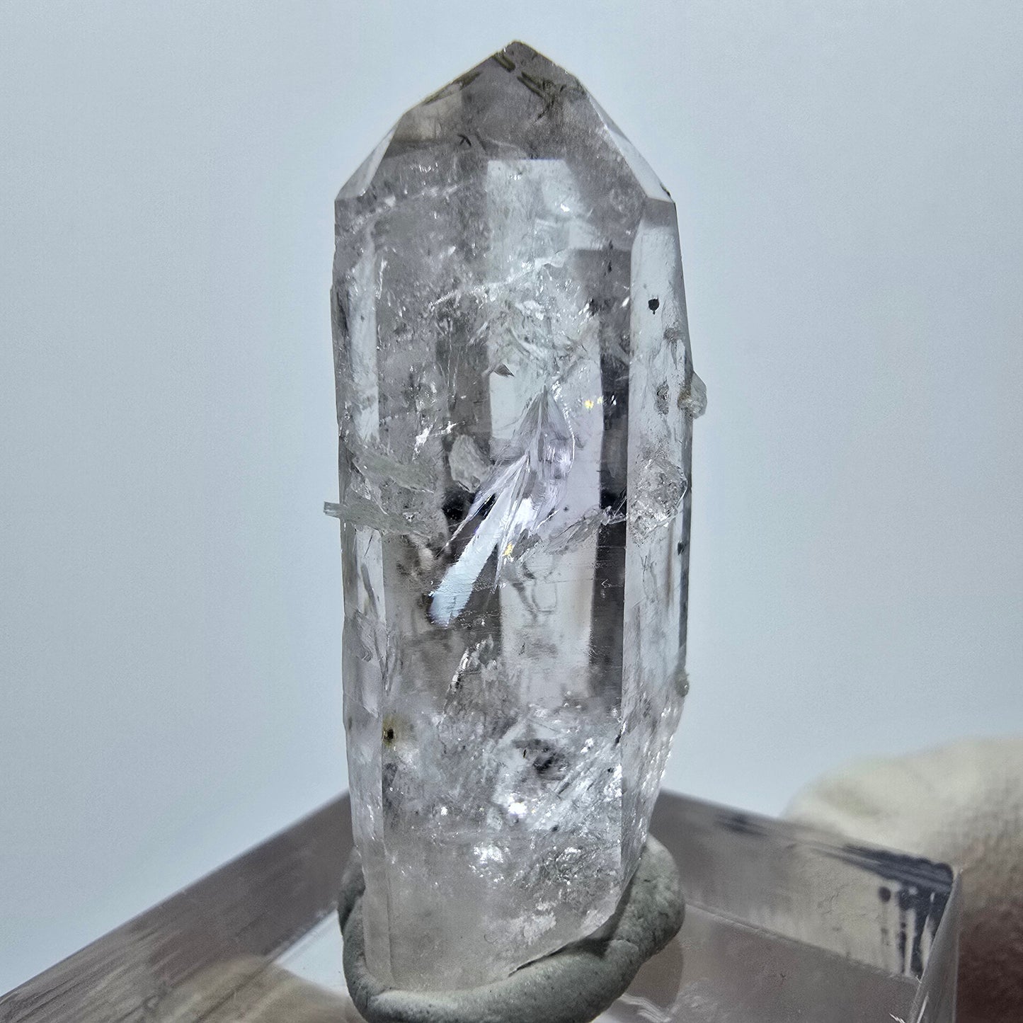 Enhydro Lemurian Quartz with Analcim, Prehnite Streep Mine Goboboseb, Namibia 32*16*10mm 