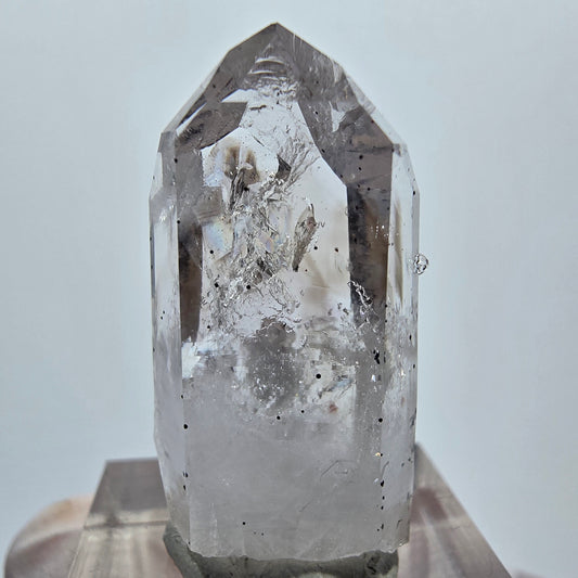 Lemurian Phantom Quarz mit Analcim, Hämatit Streep Mine Goboboseb, Namibia 32*16*12mm