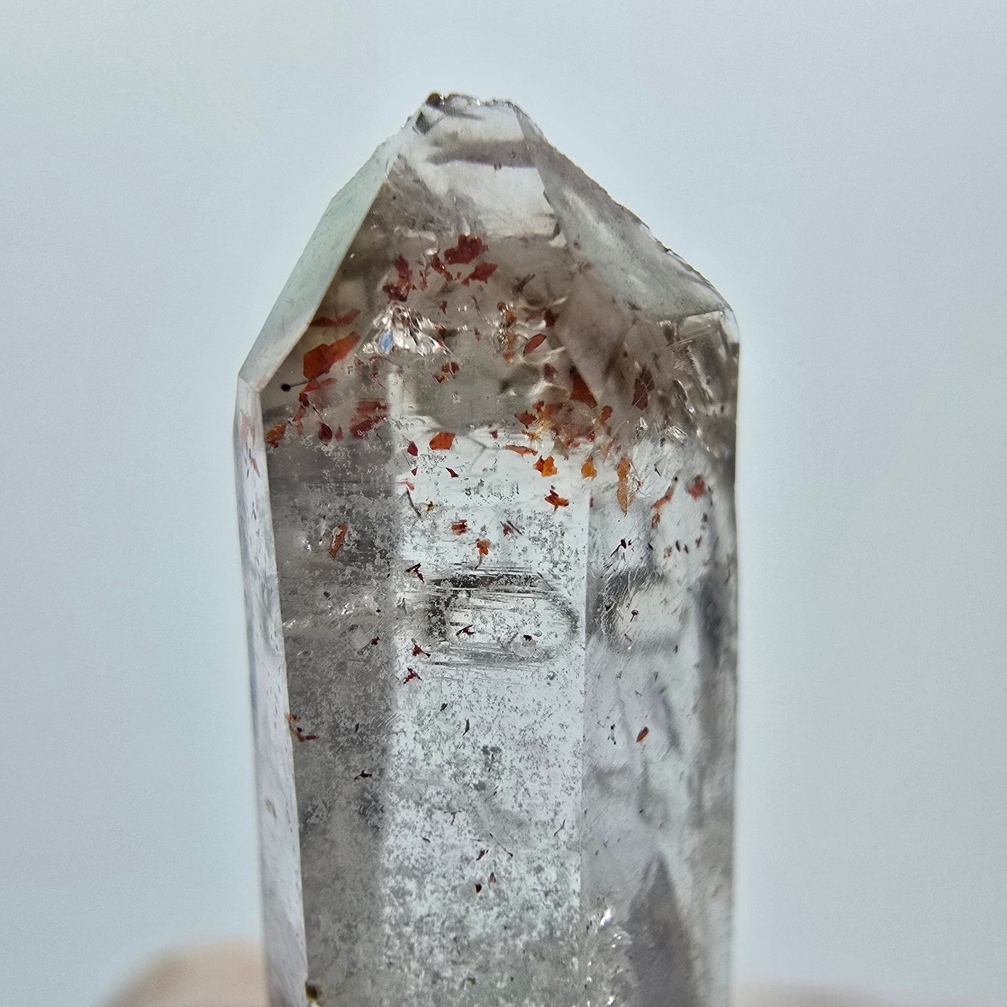 Klarer Phantom Rauchquarz mit Hämatit Goboboseb, Namibia 38*11*9mm