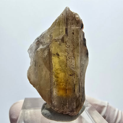 Cristal de barytine rare, jaune brunâtre, Brukkaros, Namibie, 35*20*17 mm 