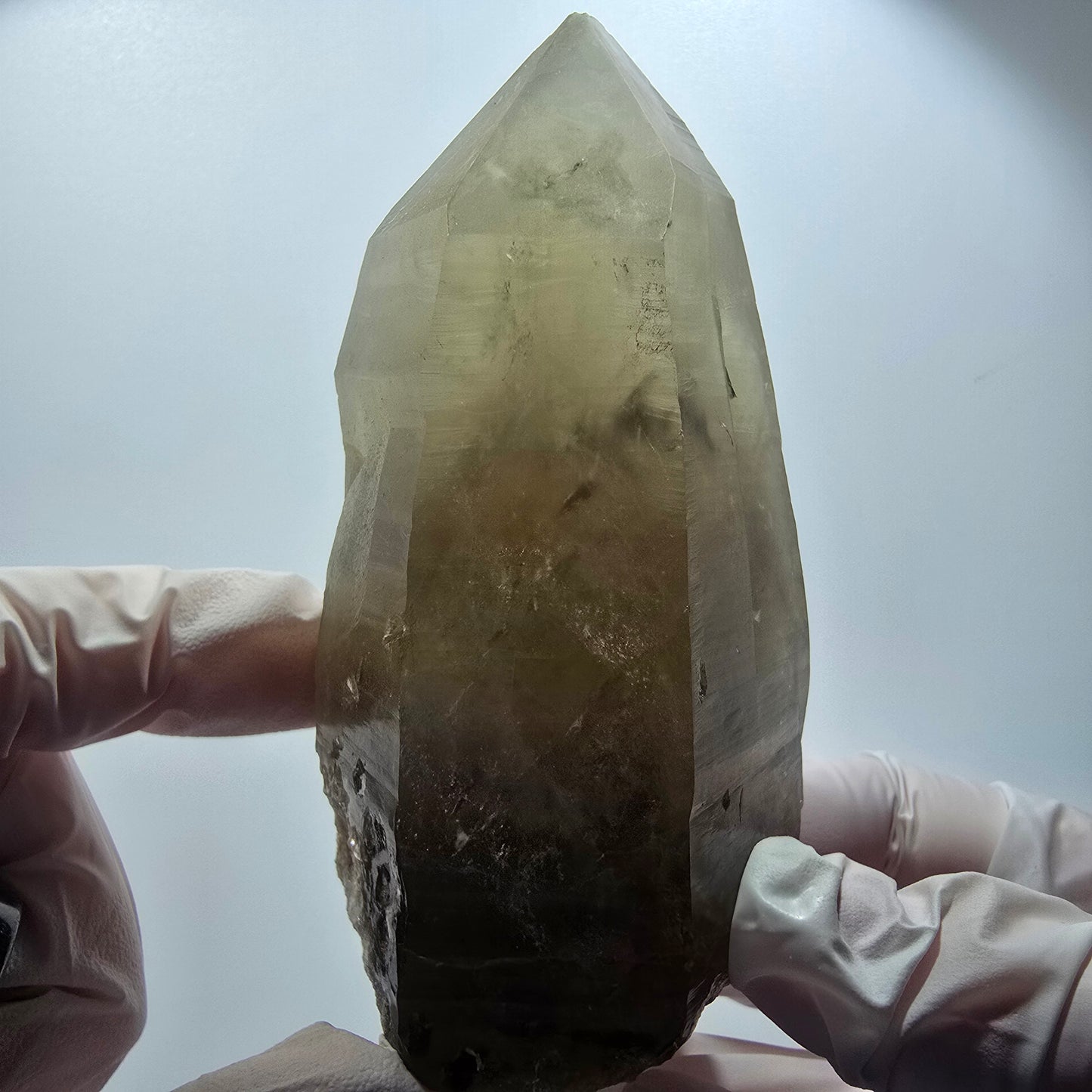 Großer Skelett Phantom Rauchquarz mit Hyalit Goboboseb, Namibia 107*49*46mm